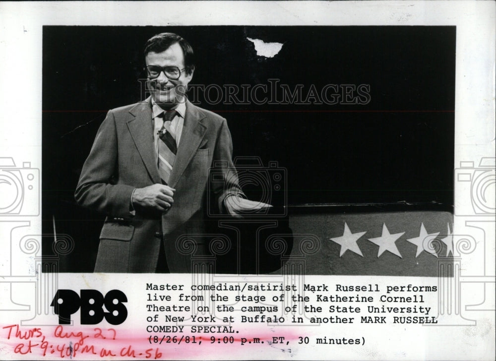 1981 Press Photo Mark Russell Perform Live From Stage-K- RSA02611 - Historic Images