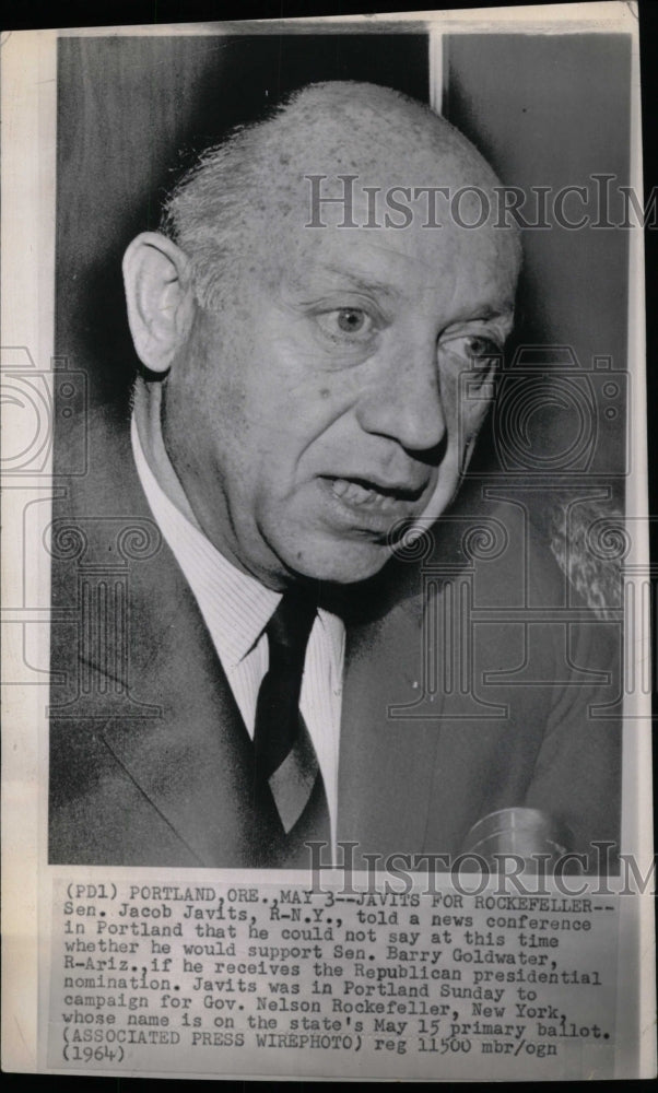 1964 Press Photo Sen Jacob Javits U.S. Politician- RSA03677 - Historic Images