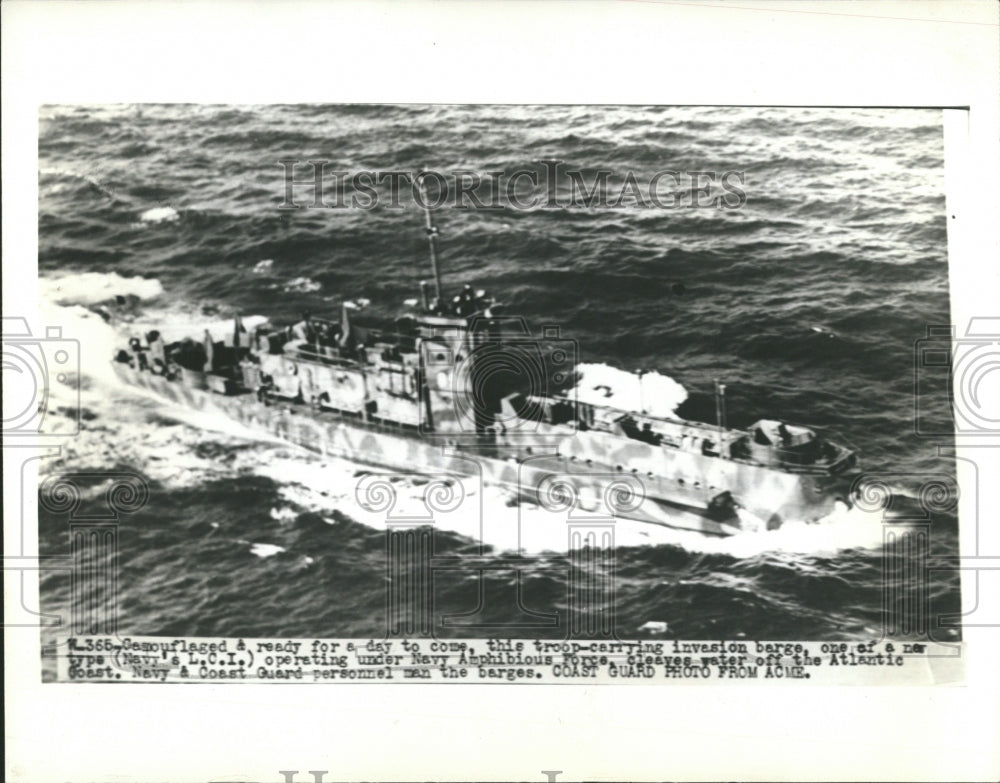 Press Photo Camouflaged Invasion Barge- RSA06665 - Historic Images