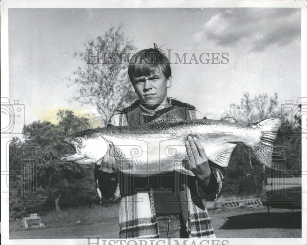 1972 Boy With Large Salmon Caught Clinton-Historic Images