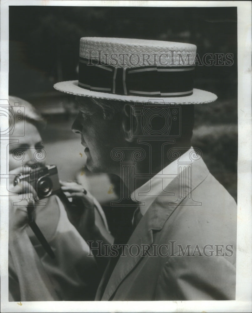 1967 summertime straw hat fasion for men by - Historic Images