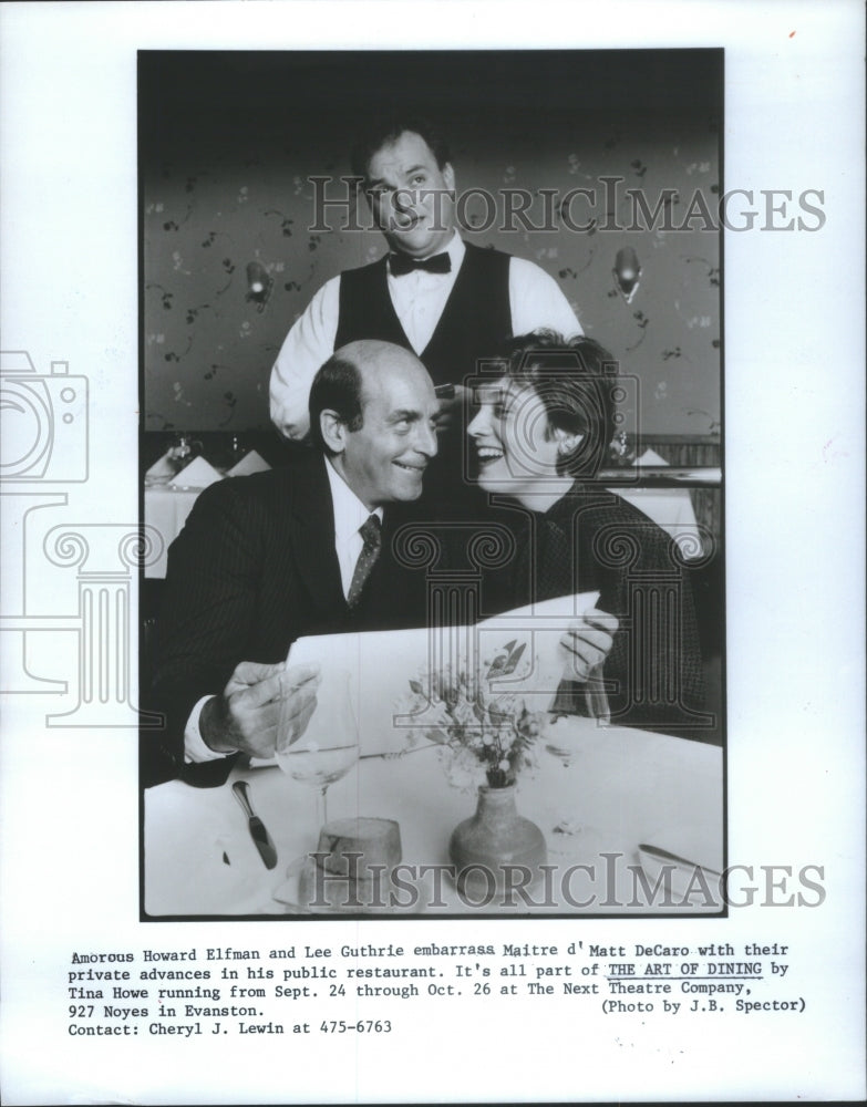 1986 Press Photo Howard Elfman Lee Guthrie Art Dining - Historic Images