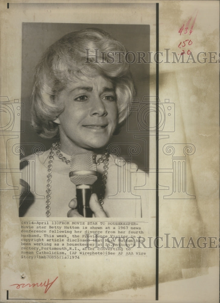 1974 Press Photo Betty Hutton - Historic Images