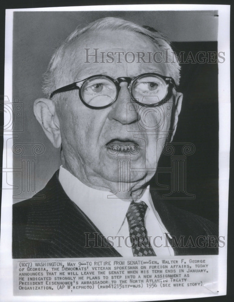 1956 Press Photo Walter F. George American Politician S- RSA09059- Historic Images