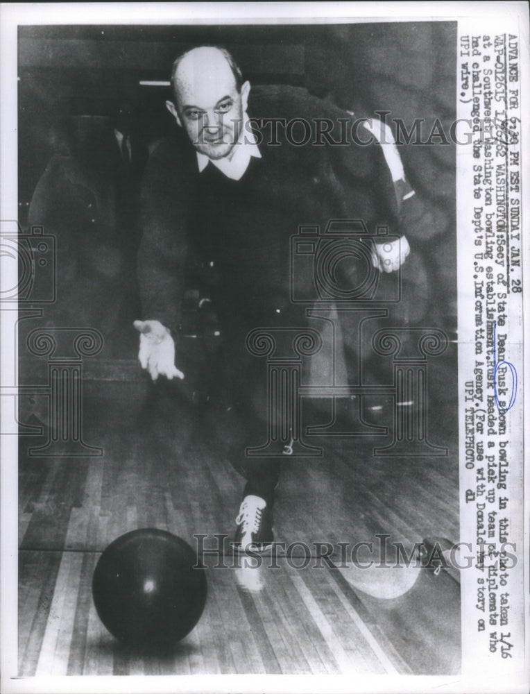 1962 State Dean Rusk Washington bowling - Historic Images