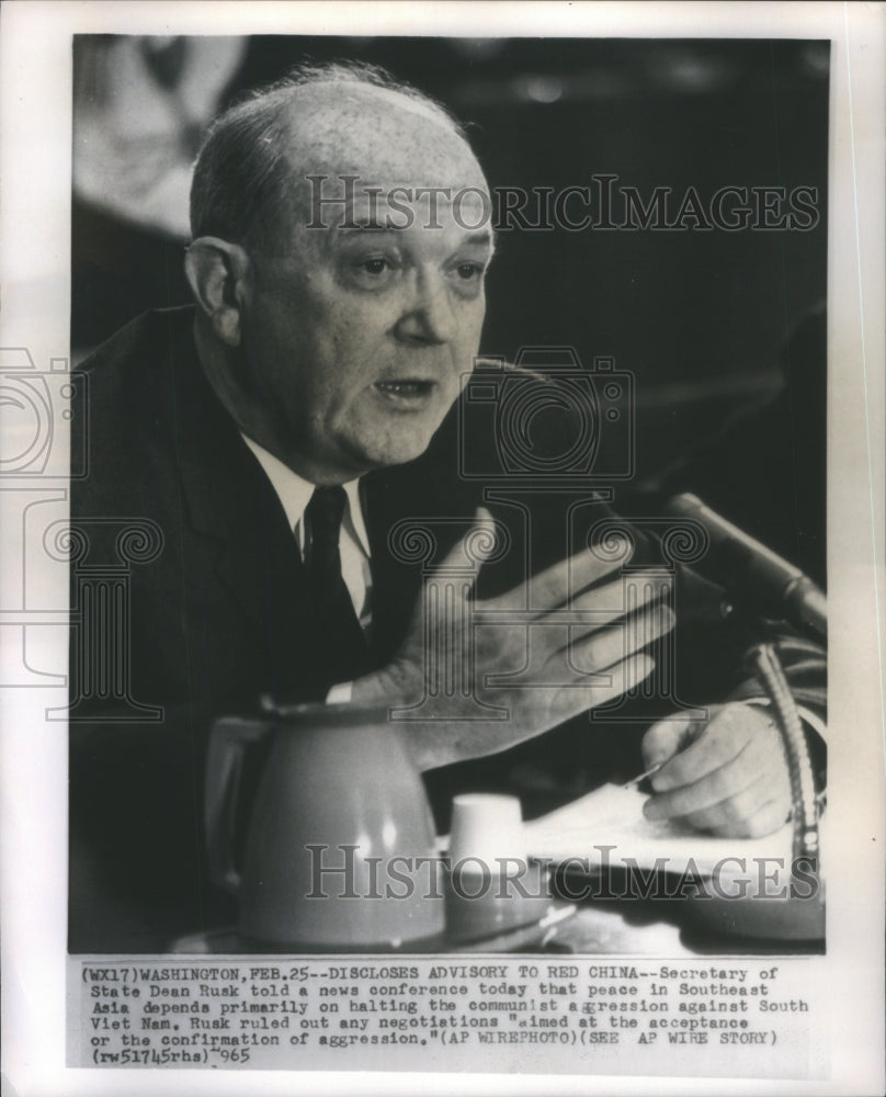 1965, Secretary State Dean Rusk- RSA09577 - Historic Images