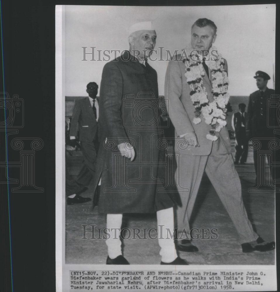 1958 Canadian John Diefenbaker India Prime - Historic Images