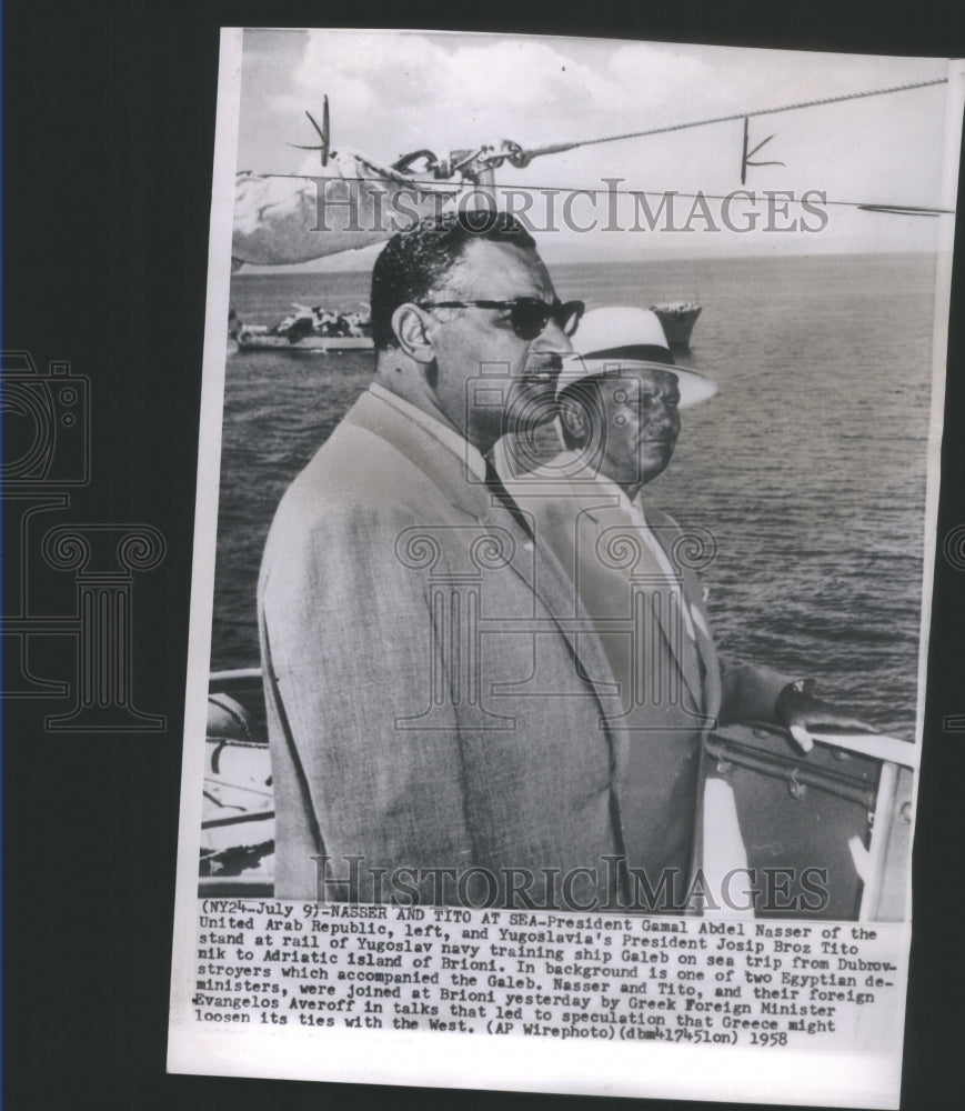 1958 Press Photo President Gamal Abdel Nasser United Ar- RSA10319 - Historic Images