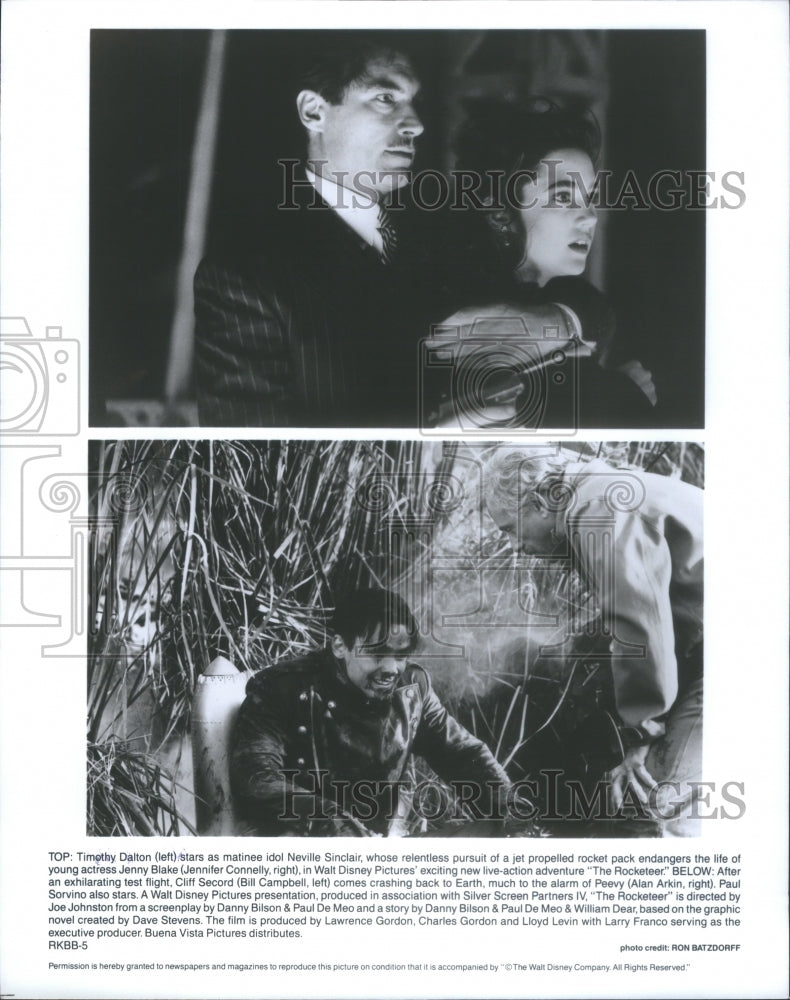 1991 Press Photo Timothy Dalton Jeniffer Connelly Bill- RSA10749 - Historic Images