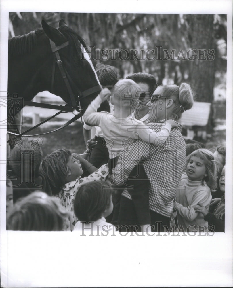 1966 Children Play With Horse At Pine Hurst - Historic Images