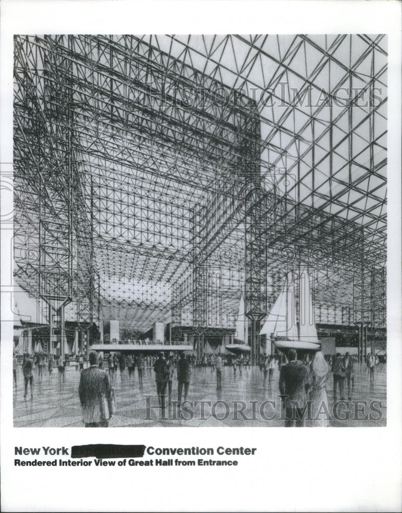 1982 New York Convention Center Drawing Gre - Historic Images