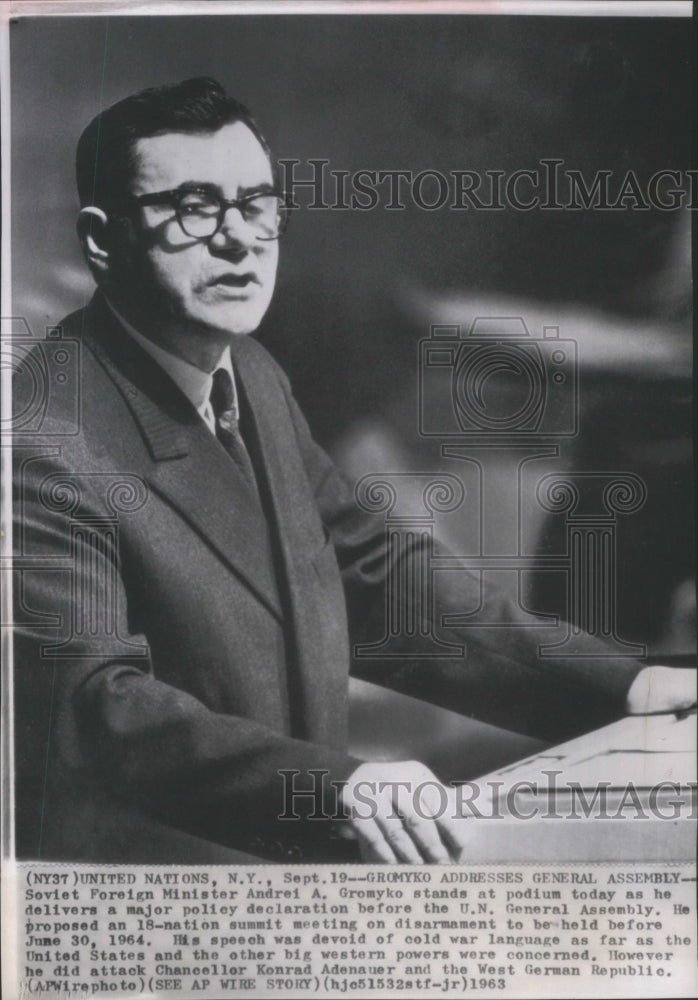 1963 Soviet Foreign Minister Andrei Gromyko - Historic Images