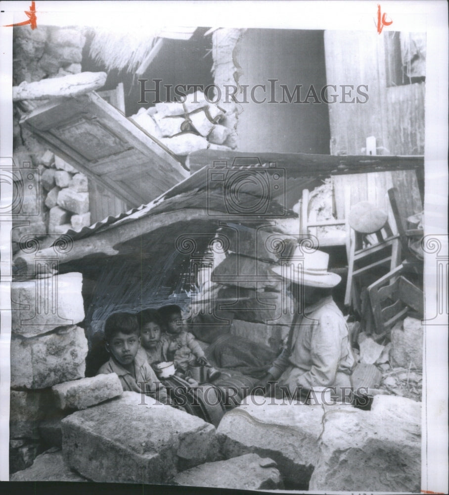 1958 Earth quick Wrecked Home shelter Peru - Historic Images