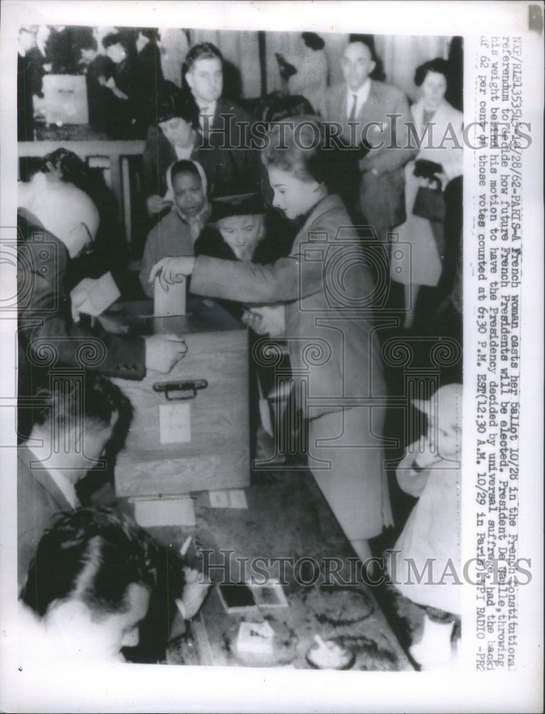 1962 French woman Casts Baliot Elect - Historic Images