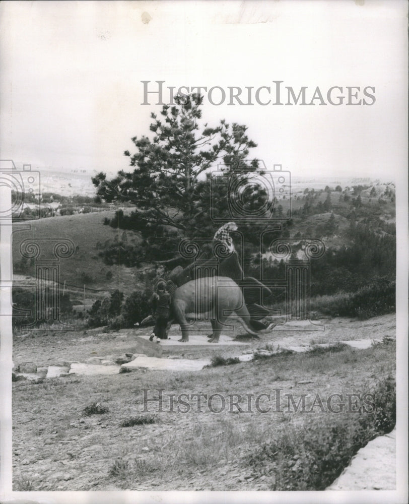 1953 Horseback riding south Dakota ranch - Historic Images