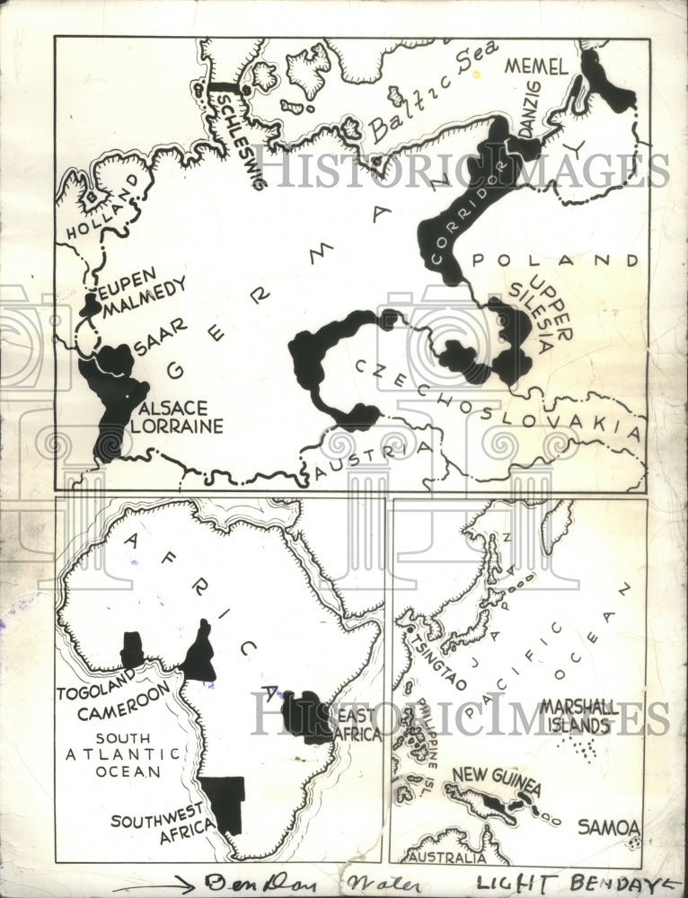 German Colonies Map - Historic Images