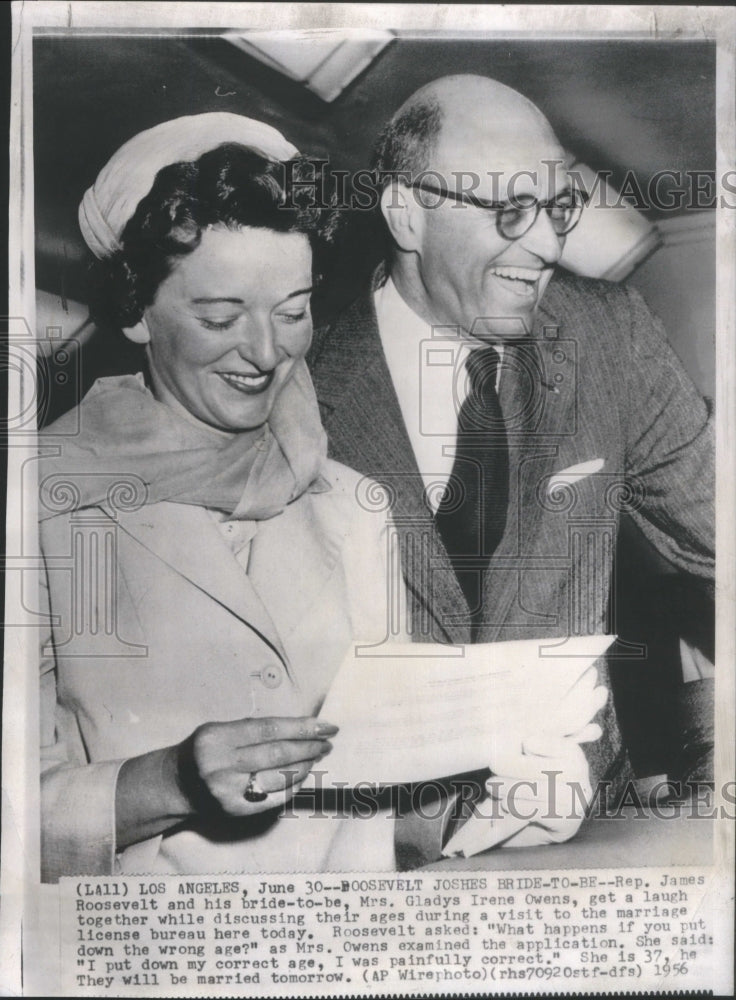 1956 Press Photo Rep James Roosevelt Gladys Irene Ownes- RSA17285 - Historic Images