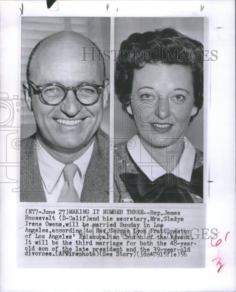 1956 James Roosevelt Gladys Los Angeles - Historic Images