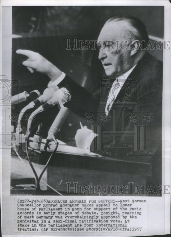 1955 West Germany Chancellor Konrad Adenaue - Historic Images