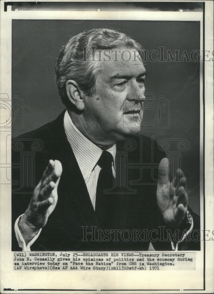 1971 Press Photo Broadcasts Treasury secretary John Connally- RSA18237 - Historic Images