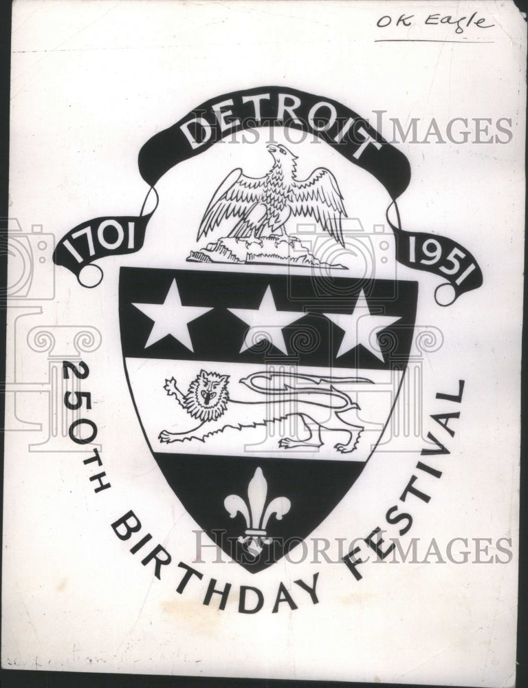 1951 Detroit 250th Birthday Festival Emblem - Historic Images