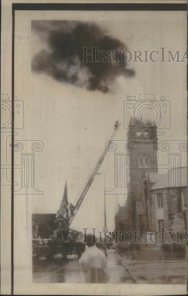 1975 Firemen Fight Fire At First Methodist - Historic Images