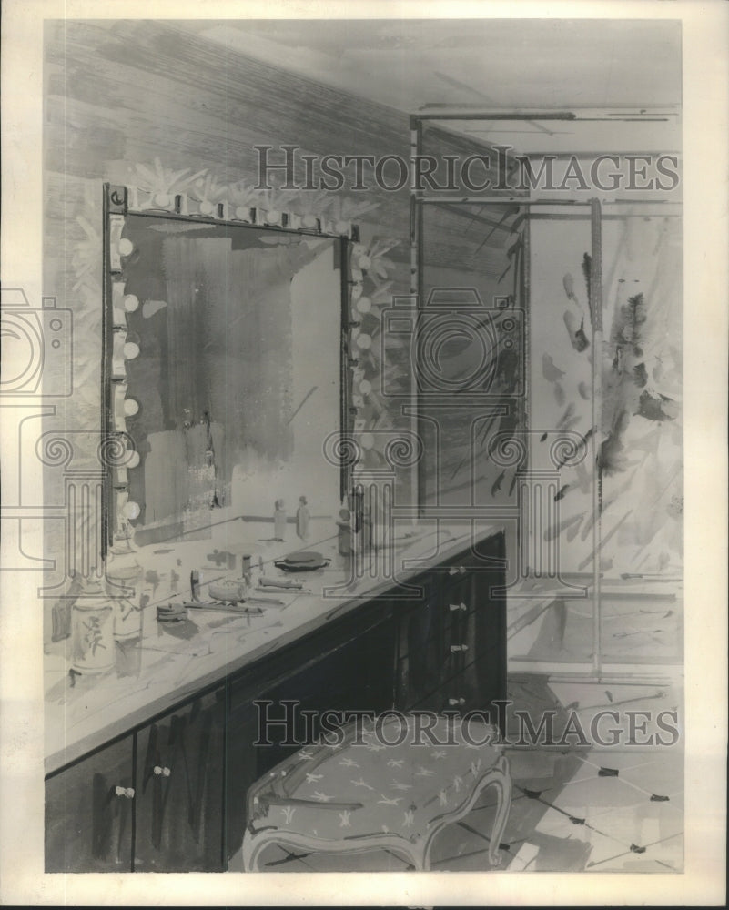 1961 Dressing Table Mirror Designed By Maur - Historic Images