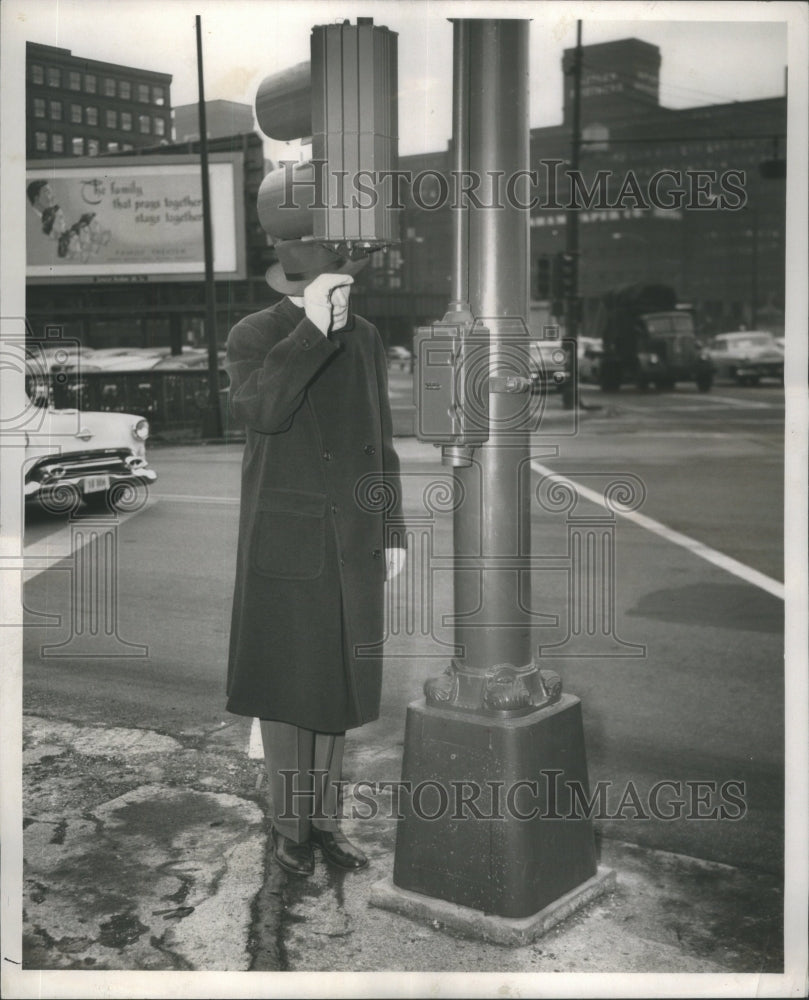 1955 New signal lights installed Corner Wac-Historic Images