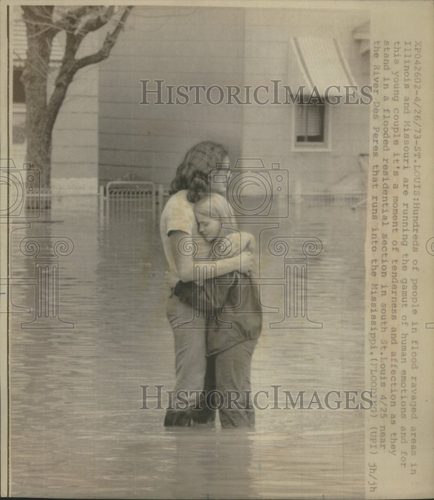 1973 flooded residential section St. Louis - Historic Images