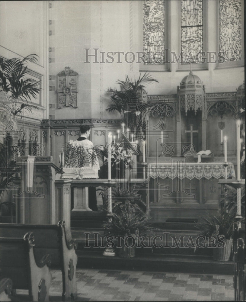 Priest At An Altar Inside Of A Catholic Chu - Historic Images