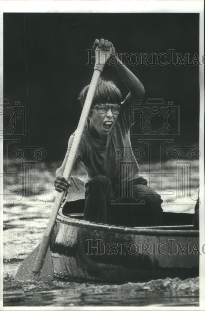 1980, Boy Canoes In 23rd Annual Canoe Marath- RSA19307 - Historic Images