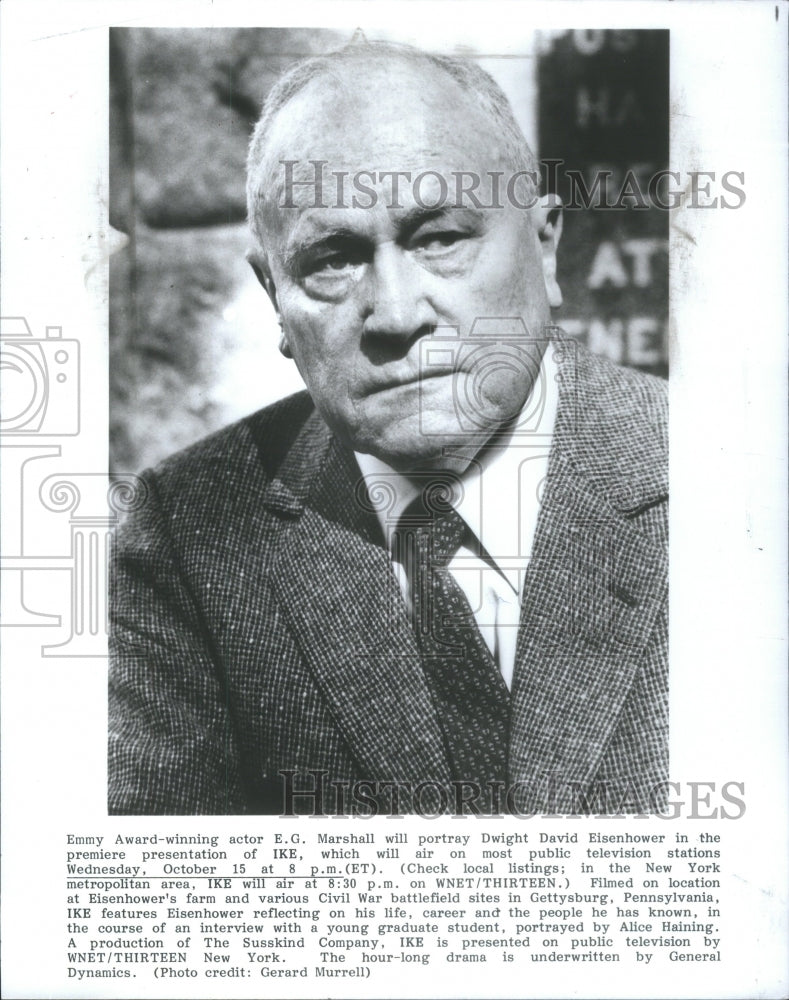 1986 Press Photo Emmy award actor Marshall portray Dwig- RSA19475 - Historic Images