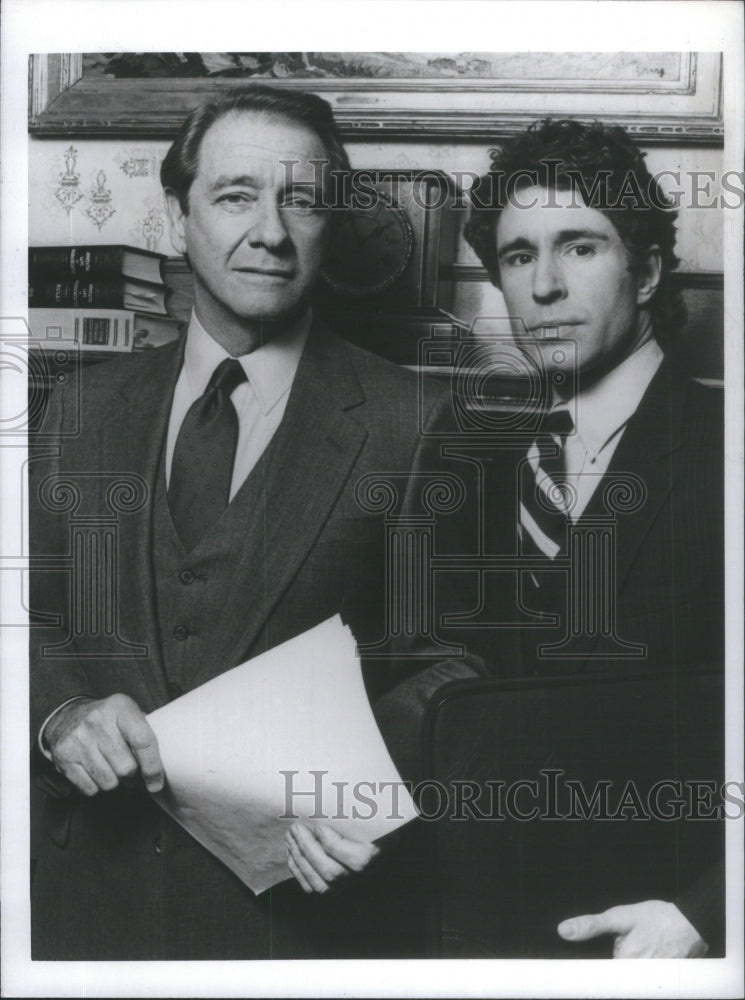 1986 Press Photo Actors Richard Crenna and John Shea. - Historic Images