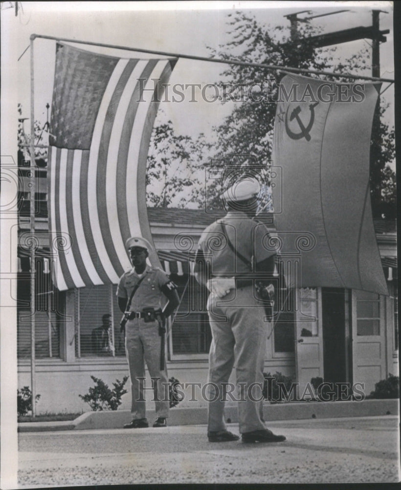 1959 Military Policeman parade American fla - Historic Images