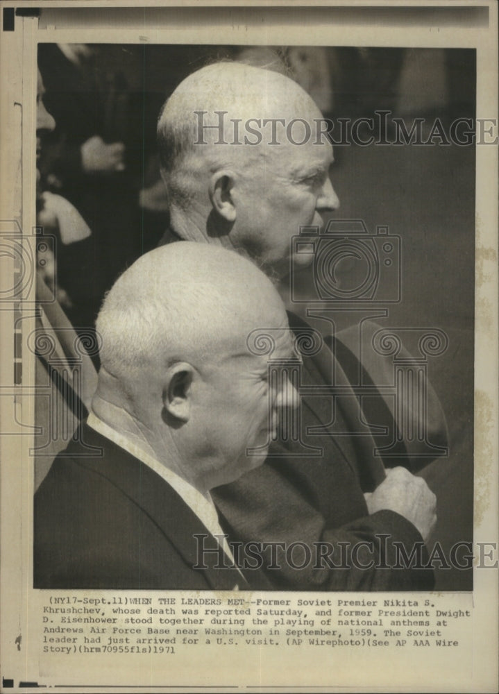 1971 Press Photo Soviet Khrushchev President Eisenhower- RSA20307 - Historic Images