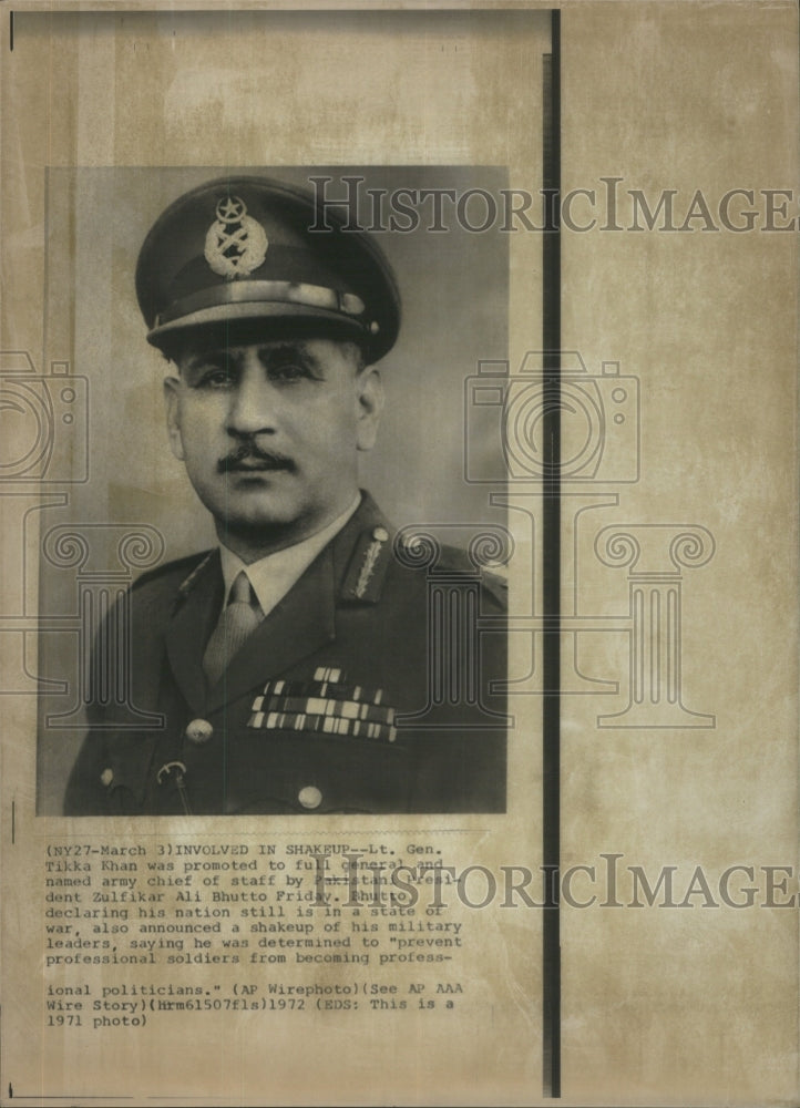 1971 General Tikka Khan Army Chief Staff Pa - Historic Images