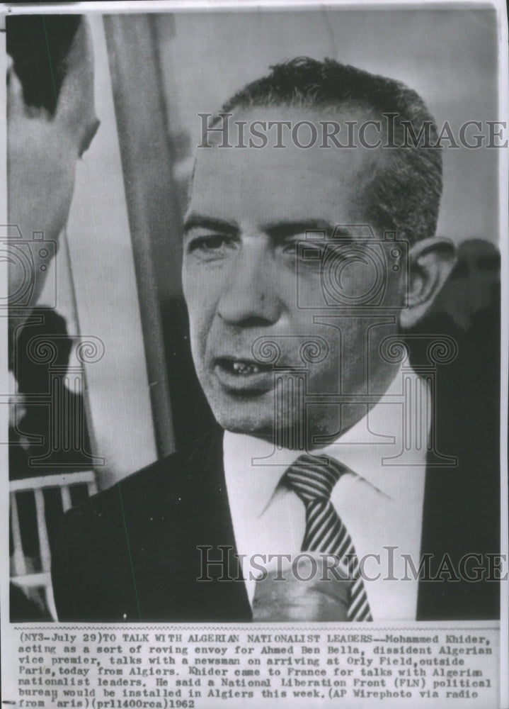 1962 Press Photo Mohammed Khider Algeria- RSA20329 - Historic Images