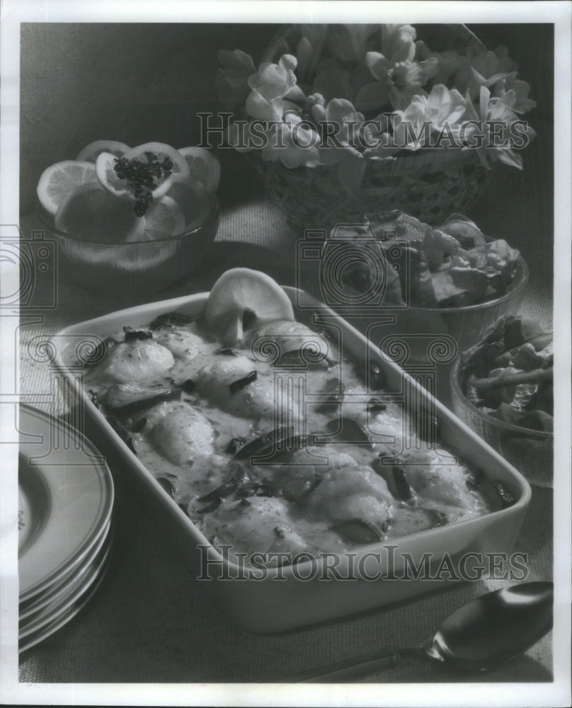 1979 Sole zucchini casserole cream sauce - Historic Images