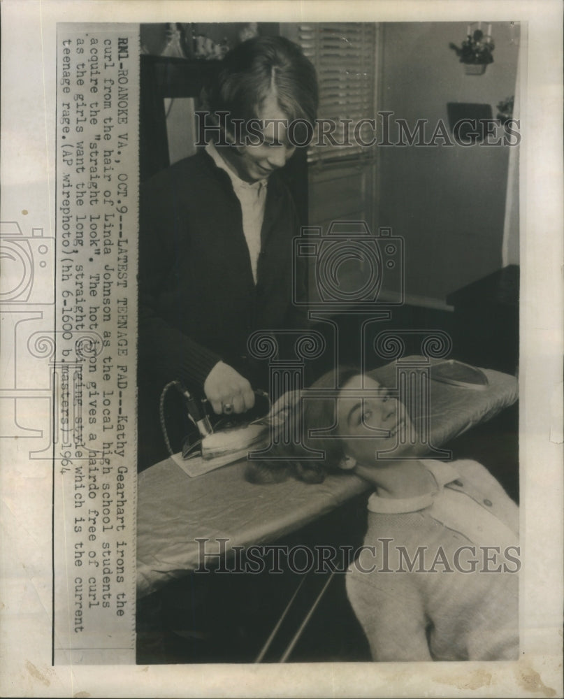 1964 Girls Ironing Hair for Straight Look - Historic Images