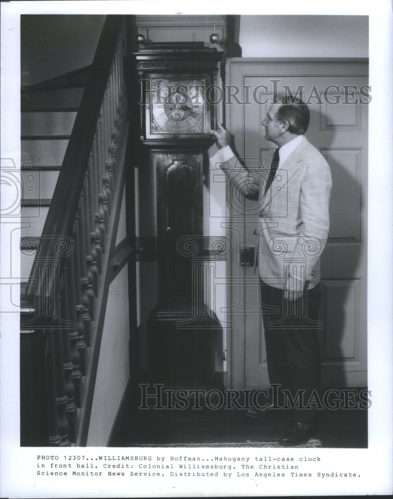 1982 Mahogany Tall Case Clock Front Hall Ro - Historic Images