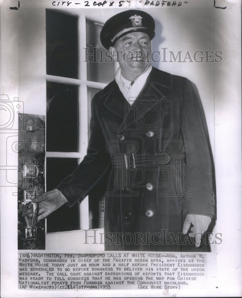 1953 Press Photo Adm Arthur Radford chief commander US- RSA21773 - Historic Images