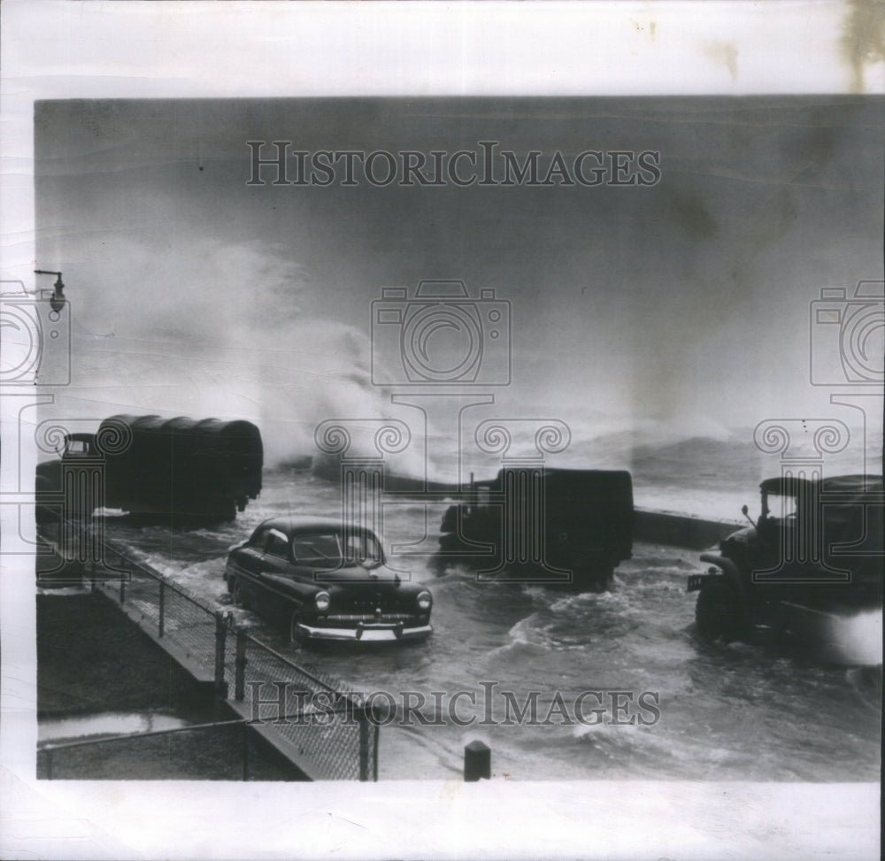 1953 Army Truck rescue along shore drive, W - Historic Images