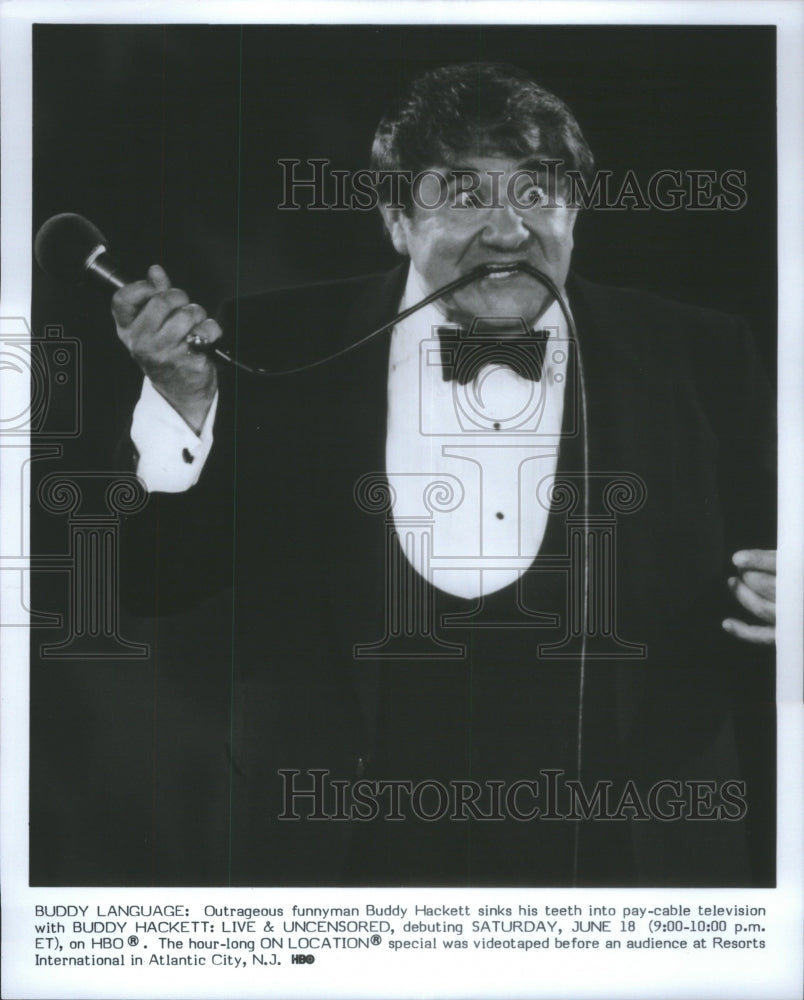 1985 Press Photo Buddy Hackett American Comedian- RSA23723 - Historic Images