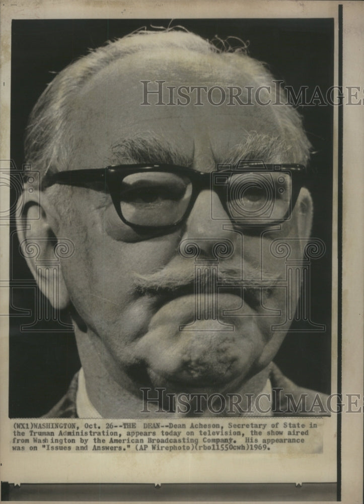 1969 Press Photo Dean Acheson Truman Administration tv- RSA23831 - Historic Images