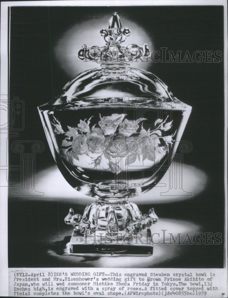 1959  Steuben Crystal Bowl Mrs Eisenhower J - Historic Images