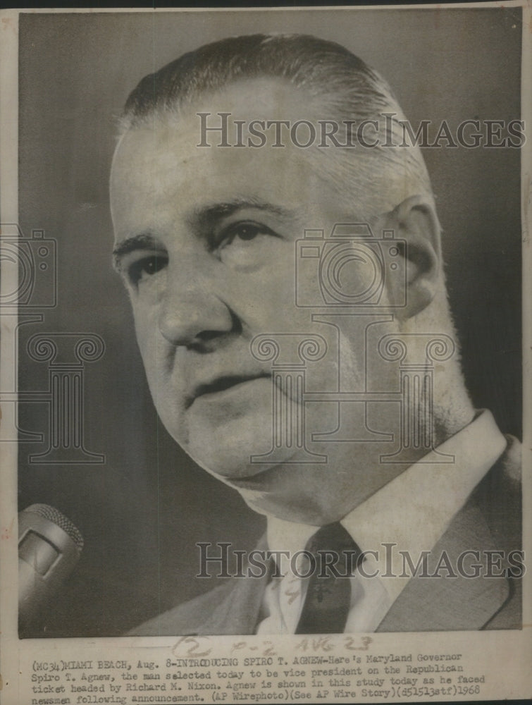 1968 Press Photo Nare Maryland Governor Spire Agnew- RSA24179 - Historic Images