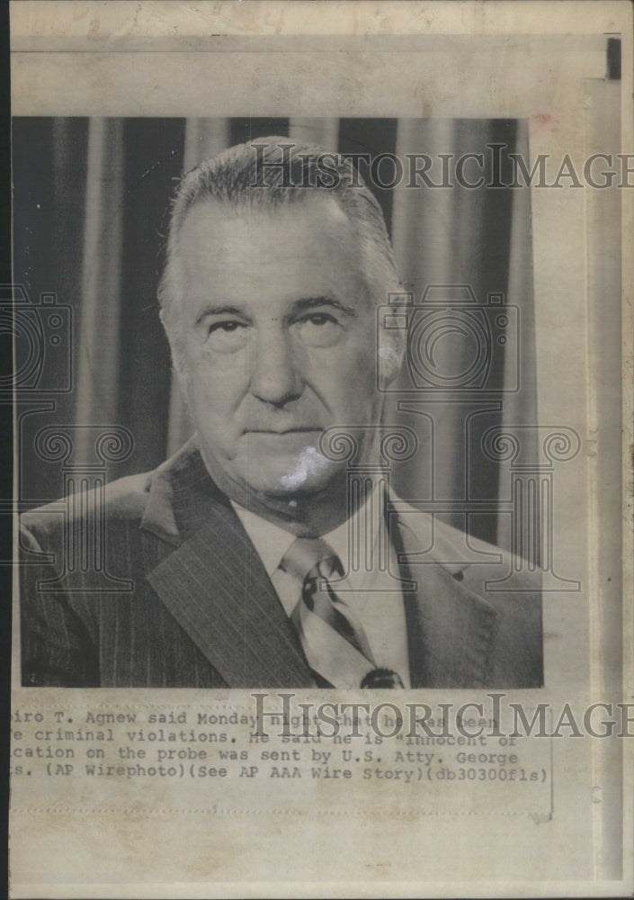 1973 Press Photo Spiro T. Agnew U.S. Politician Vice Pr - Historic Images