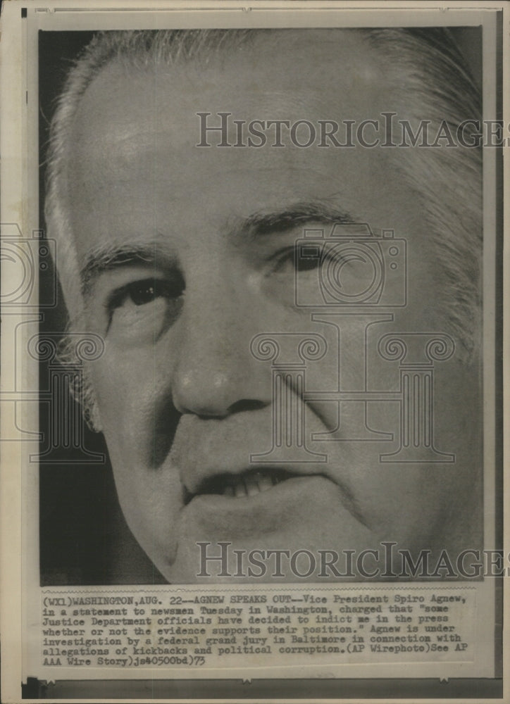 1973 Press Photo Spiro Agnew Washington Newsman Federal- RSA24207 - Historic Images