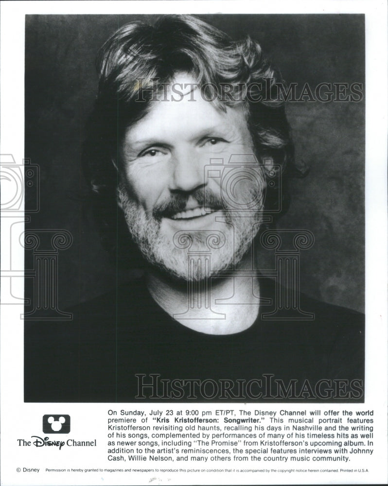 1995 Press Photo Disney channel Kris Kristofferson - Historic Images