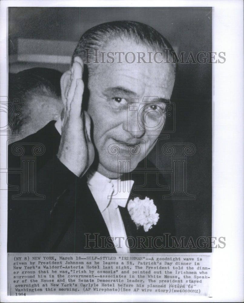 1964 Press Photo President Johnson St Patrick Day event- RSA24497 - Historic Images